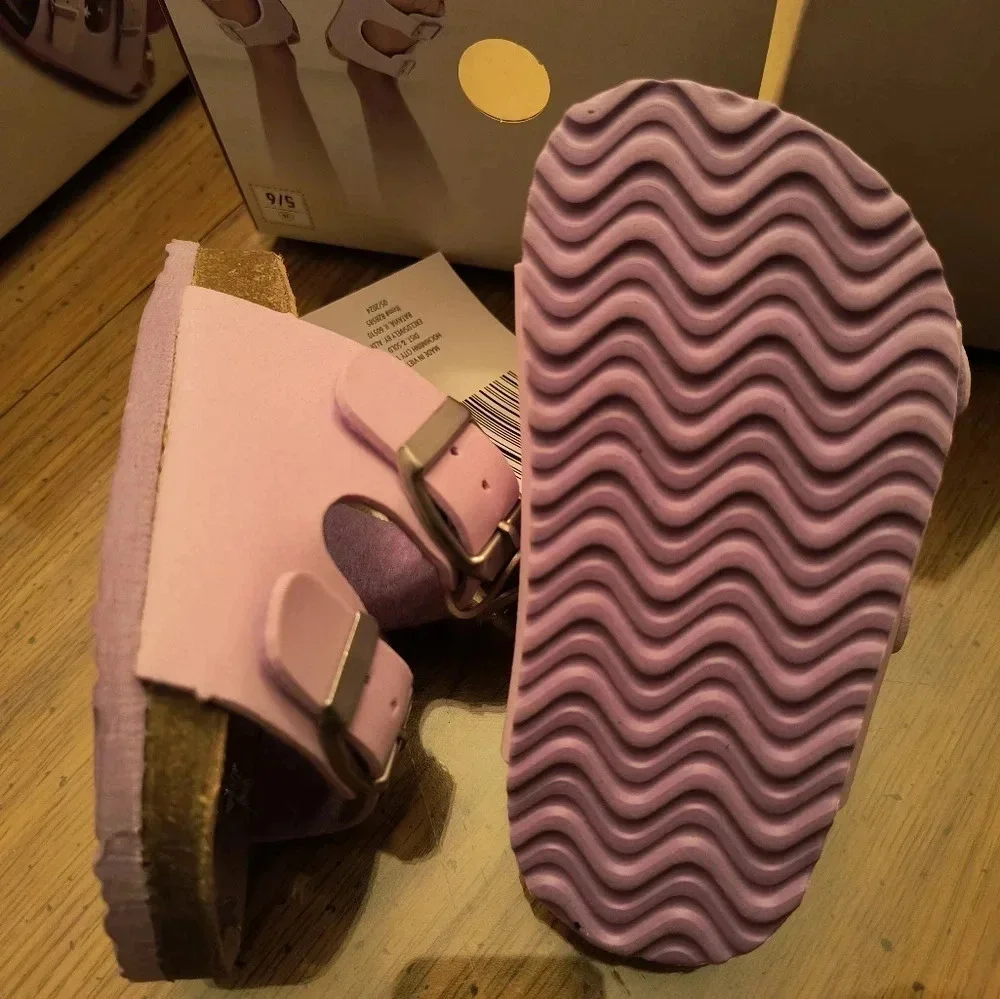 Lily Dan girls small sandals purple Star tan slip-on shoes summer spring buckle
